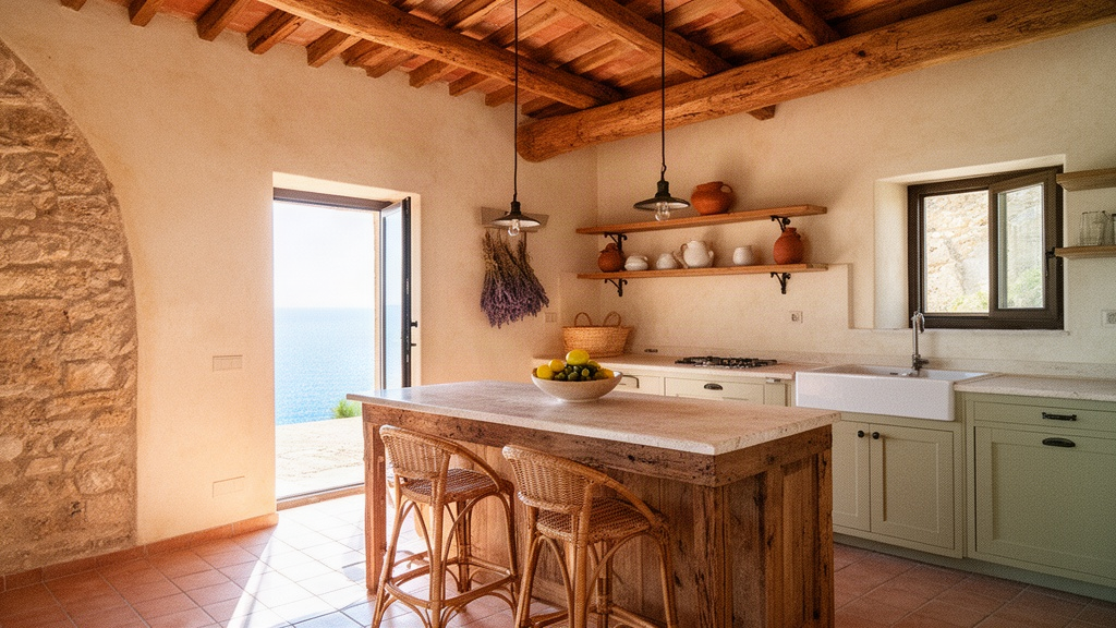 Rustic kitchen with exposed beams