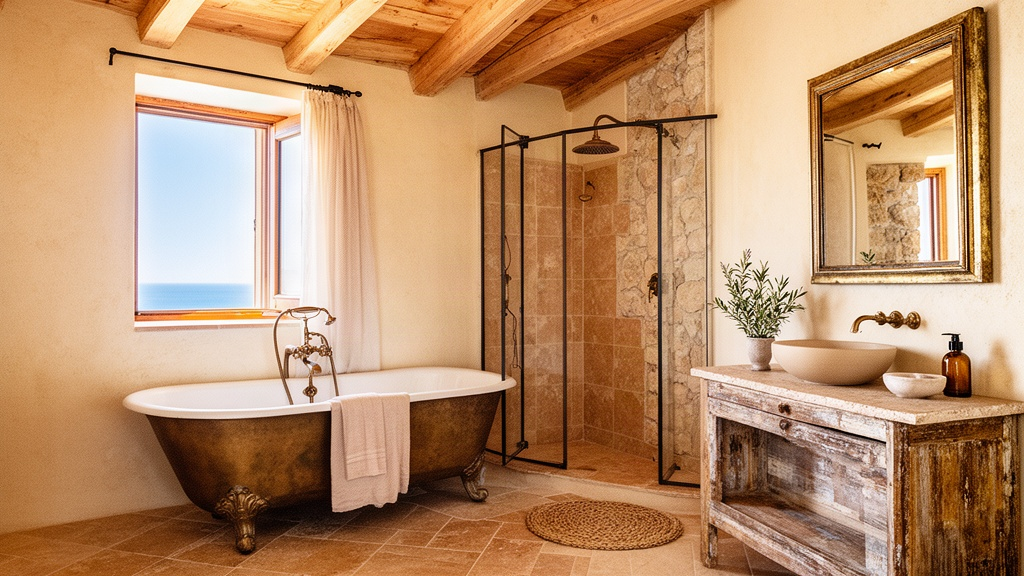 Luxury bathroom with freestanding bath